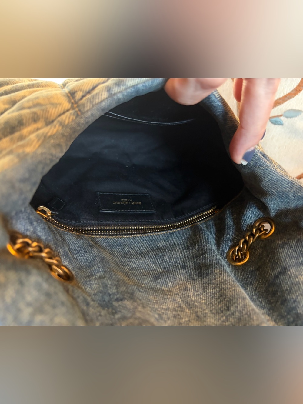 Saint Laurent Blue Denim Loulou Puffer - Picture 4 of 12